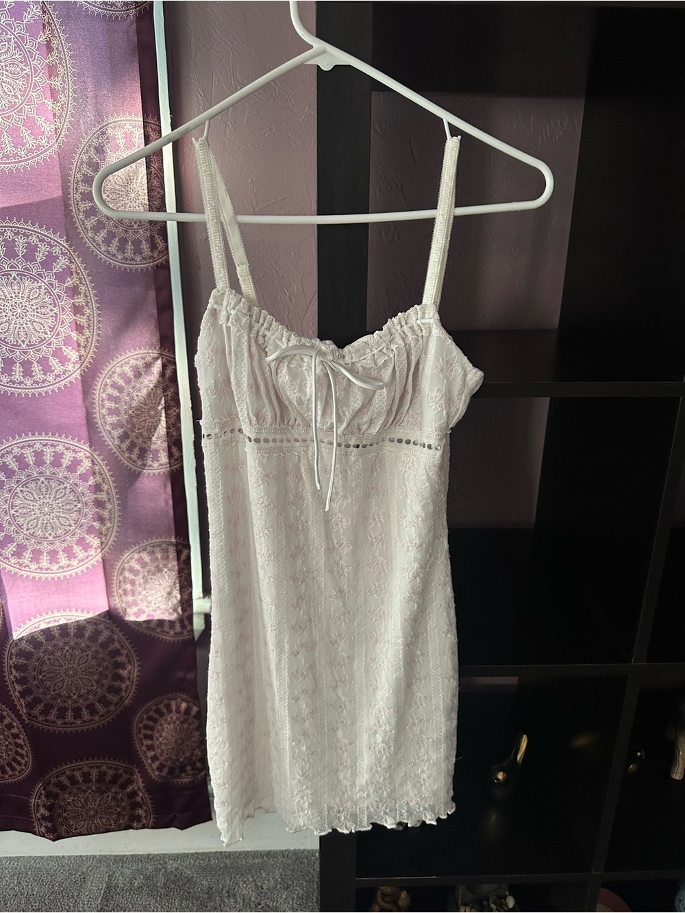 Garage White Lace Chemise with Bow Tie Detail